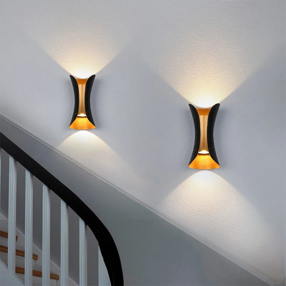 Cylindrical Hourglass Style Up Down LED Bathroom Wall Sconce