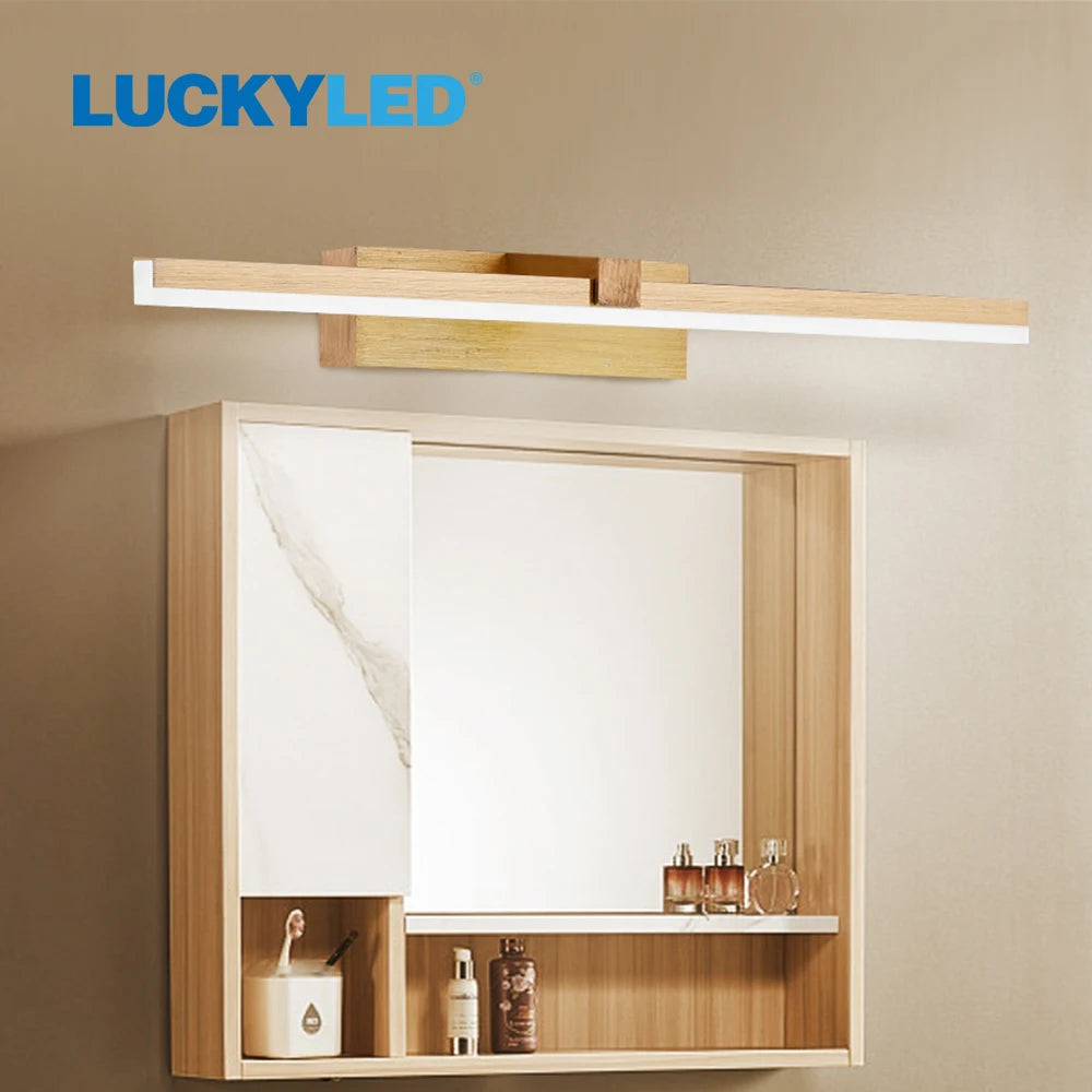 Elegant Linear Wood Finish LED Bathroom Vanity Light Bar