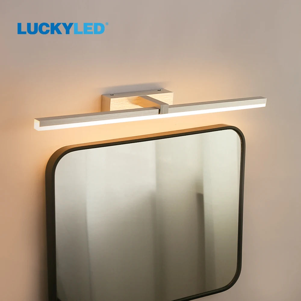 Elegant Linear Wood Finish LED Bathroom Vanity Light Bar