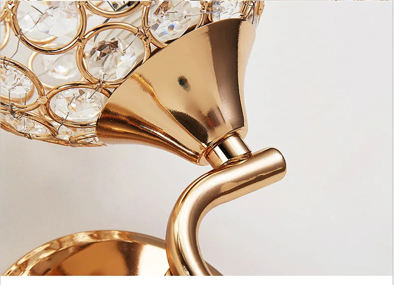 Decorative Crystal Globe Bathroom Wall Sconce in Gold