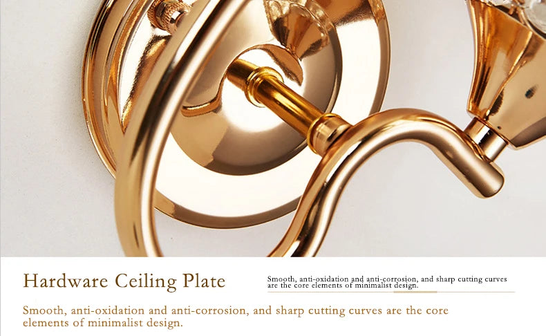 Decorative Crystal Globe Bathroom Wall Sconce in Gold