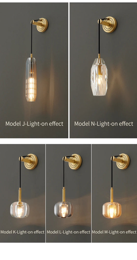  five lighting effects of vintage crystal rod brass sconces

