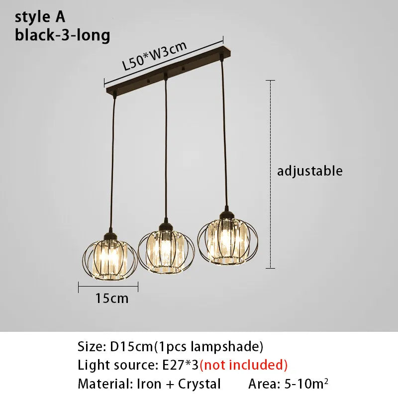 Dimensions of a hanging light fixture showing its height, width, and depth for design reference.