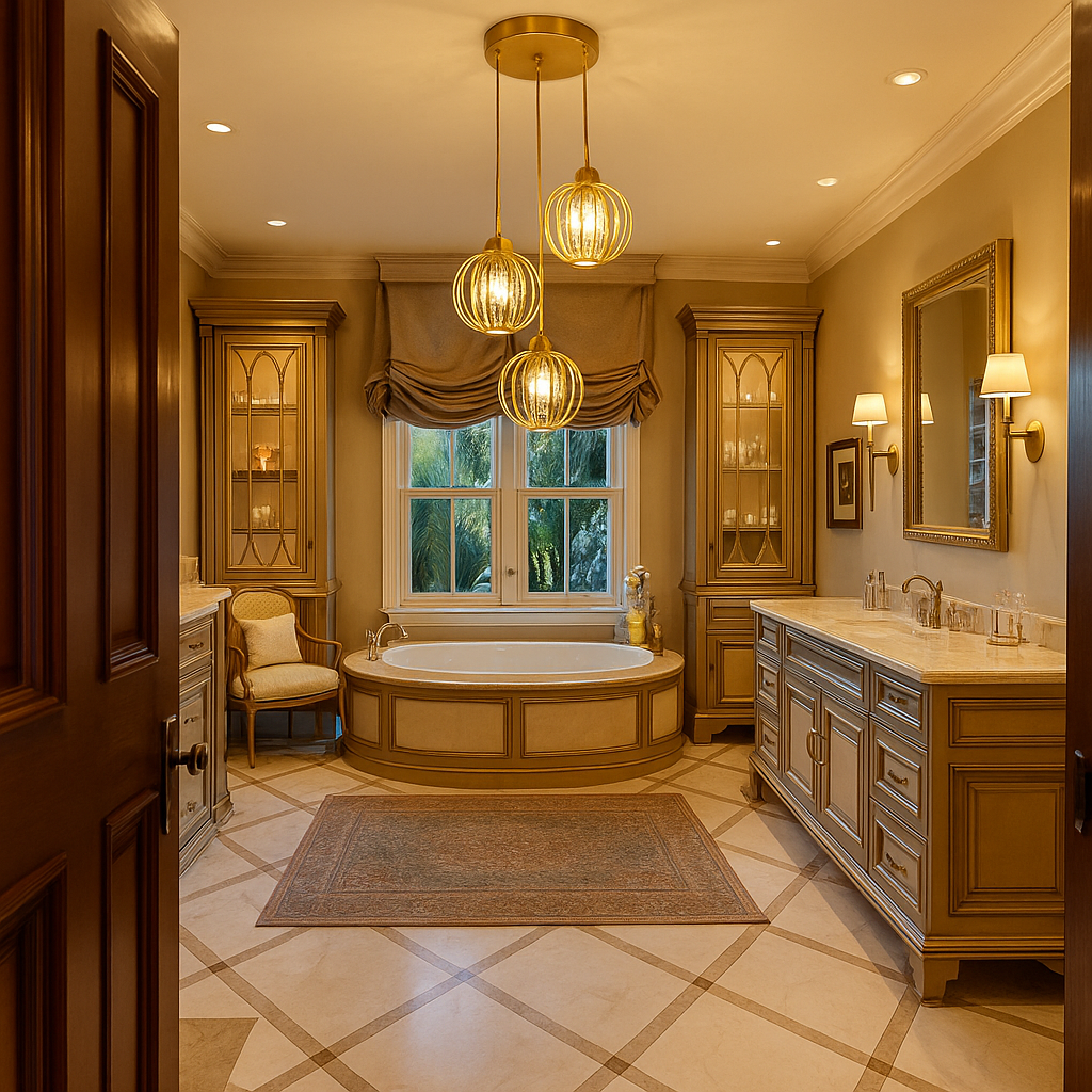 A clean bathroom featuring a white tub and a modern sink against a neutral wall.