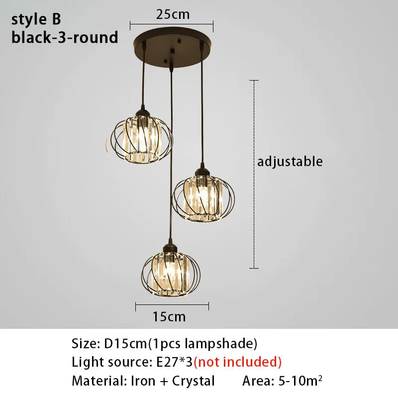 Dimensions of a hanging light fixture showing its height, width, and depth for design reference.