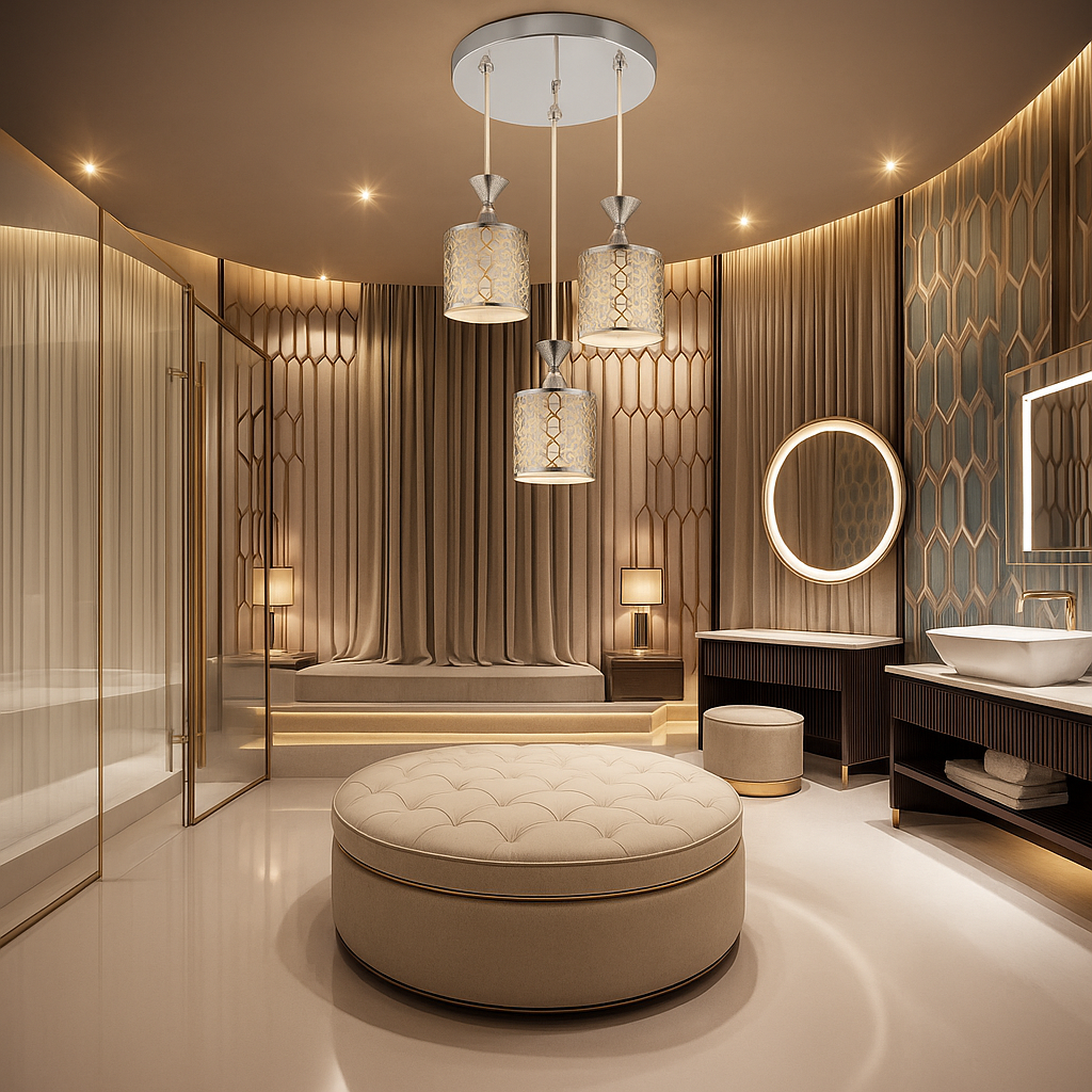 elegant floral pendant ceiling light in upscale bathroom