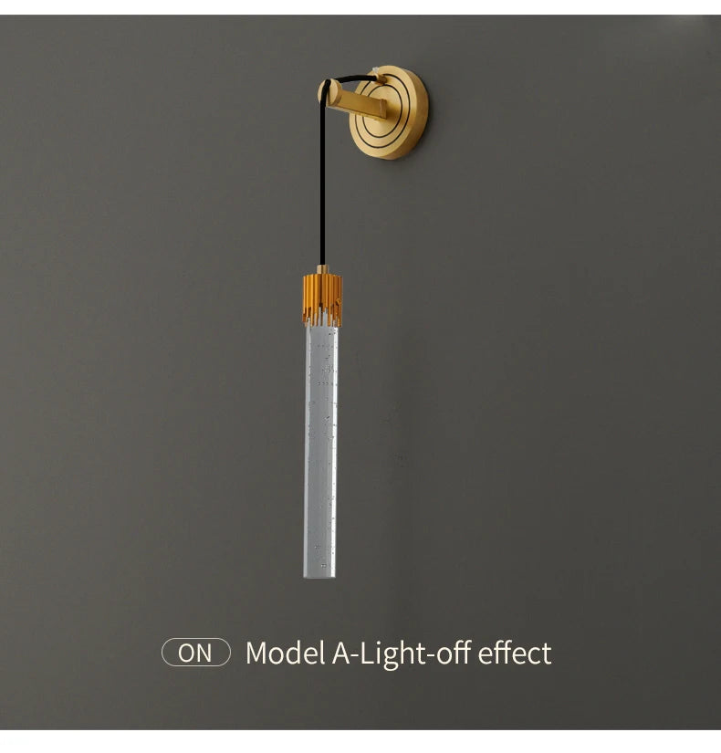 vertical crystal rod bathroom wall sconce model a with light off