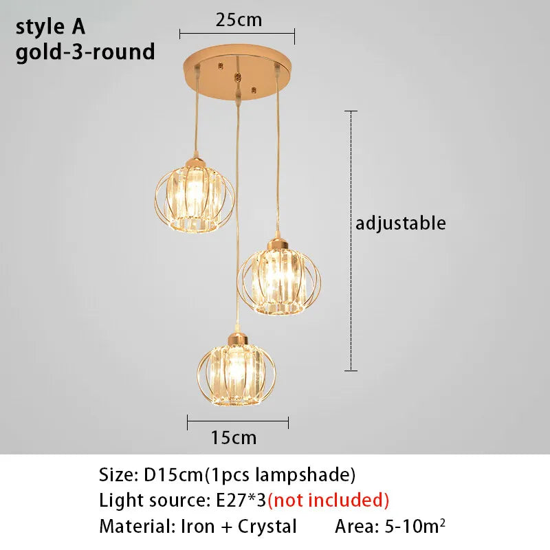 Gold round pendant light showing its dimensions with a measuring tape for size reference.