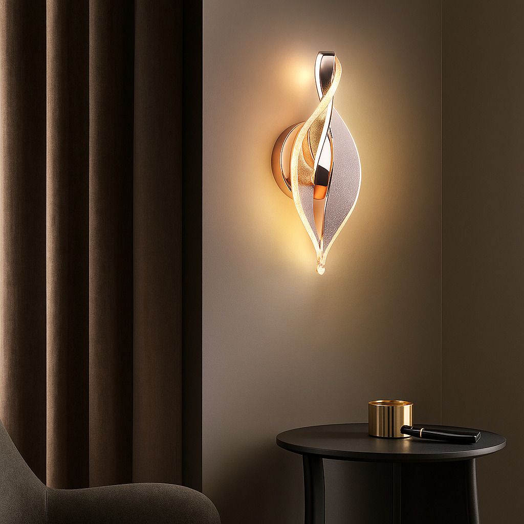 A sleek modern wall light featuring a stylish gold finish, adding elegance to any room.