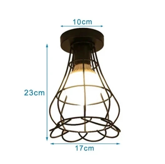 Vintage ceiling light with black floral wire cage and tapered design, perfect for adding charm to hallways, bedrooms, or rustic-themed spaces.







