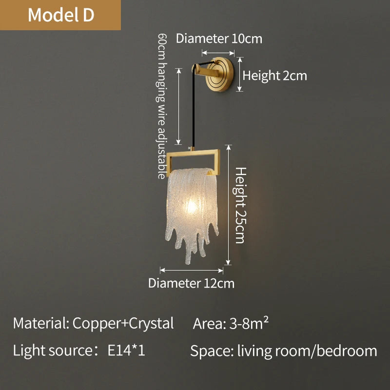 vintage crystal led bathroom wall sconce in off state beside mirror