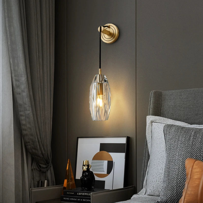 crystal bathroom wall sconces with warm light glow